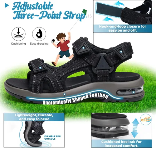 Vista 2 de visionreast Sandalias deportivas de moda para niños, con estampado de camuflaje, sandalias deportivas al aire libre, sandalias casuales para la playa