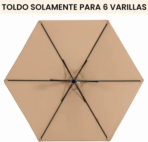 Vista 3 de MASTERCANOPY - Sombrilla de patio de 7.5 pies con toldo de repuesto de 6 varillas - Beige, solo toldo de repuesto