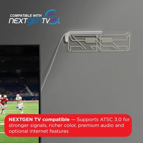 Vista 5 de UltraPro Antena de TV interior para Smart TV, canales locales HD de largo alcance, fácil de montar en pared o ventana, compatible con 4K 1080P HDTV