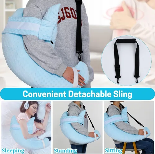 Vista 6 de SWISSELITE Almohada de cirugía de hombro con bolsillo, almohada de puño giratorio para dormir de lado, almohada de hombro ajustable, regalo