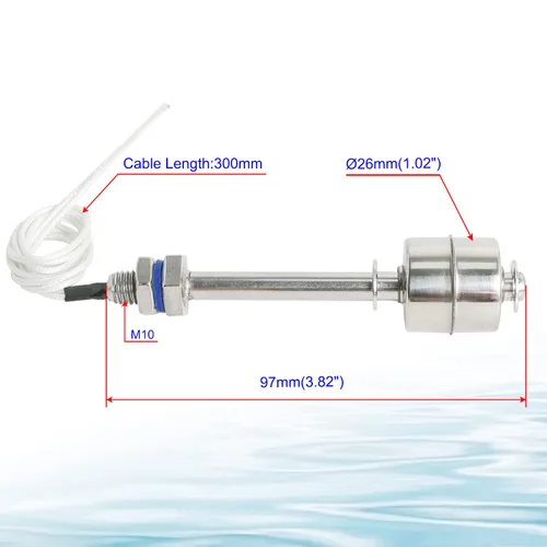 Vista 2 de Interruptor de sensor de nivel de agua de acero inoxidable, sensor de nivel de líquido, controlador de flotador de bola de plástico para bomba