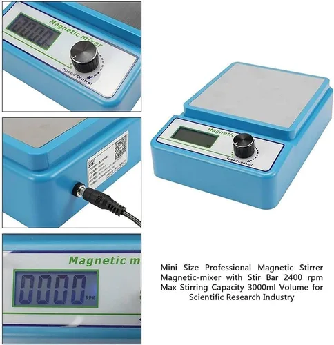 Vista 4 de Magnetic Stirrer, Small 12W Lab 0-2400 RPM Digital Display Magnetic Mixer, 3000Ml Stirring Volume, Suitable for Laboratory, Chemistry Experiment