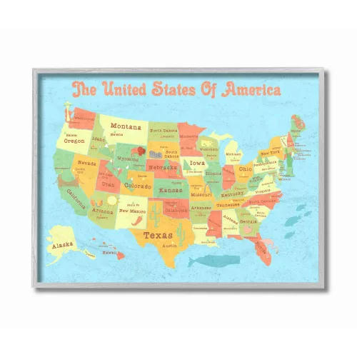Vista 8 de Stupell Industries Placa de pared con mapa para niños, fabricado con orgullo en Estados Unidos