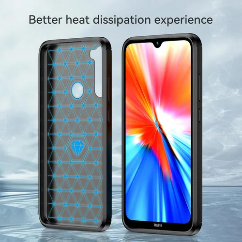 Vista 4 de Funda protectora para Xiaomi Redmi Note 8 de fibra de carbono, TPU suave, antideslizante, duradera, ligera, protectora para Redmi Note 8, negro