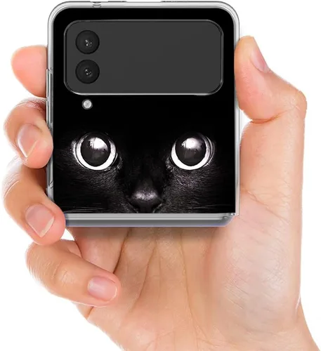 Vista 2 de Bcov - Funda rígida para Samsung Galaxy Z Flip 3 5G, diseño de gato negro, funda protectora sólida a prueba de rayones y resistente a los golpes