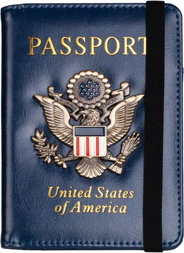 Vista 10 de TOURSUIT Combo de pasaporte y tarjeta de vacunación con bloqueo RFID, estuche protector para documentos de viaje, organizador de pasaporte de cuero