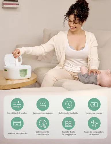 Vista 8 de Momcozy Calentador de toallitas mejorado, sellos dobles para un dispensador de toallitas de humedad máximo, innovador diseño de resorte, compatible