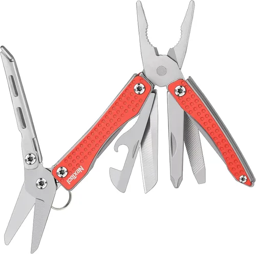 Vista 8 de NEXTOOL EDC Llavero Multiherramienta, 10 en 1 Mini Cuchillo de Bolsillo Multiherramienta con Alicates de Punta Fina, Tijeras, Mini Gadgets Útiles