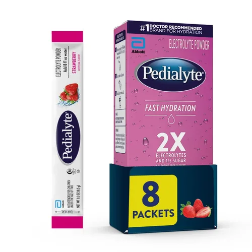 Vista 11 de Pedialyte Paquetes de polvo de electrolitos de hidratación rápida, manzana, bebida de hidratación, 8 paquetes de polvo de una sola porción