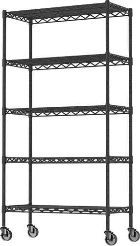 Vista 8 de Soywey Estantes de Almacenamiento Ajustables de Servicio Pesado de 3 Estantes, 36" An x 14" Pr x 35.8" Al, Organizador de Rejilla Metálica