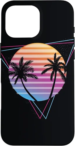 Vista 19 de Palm Sunset 80s Vibe Retrowave Synthwave Aesthetics - Carcasa para iPhone 16