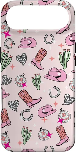Vista 27 de Cowboy Hat & Boot & Disco Ball Pattern Pink Cowgirl Case for iPhone 17