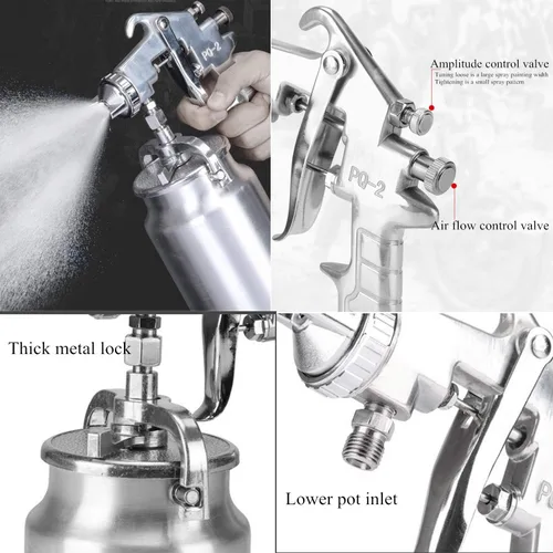 Vista 6 de Pistola pulverizadora profesional de alimentación por sifón, boquilla de 0.071 in para rociar pinturas a base de aceite o látex, con kits