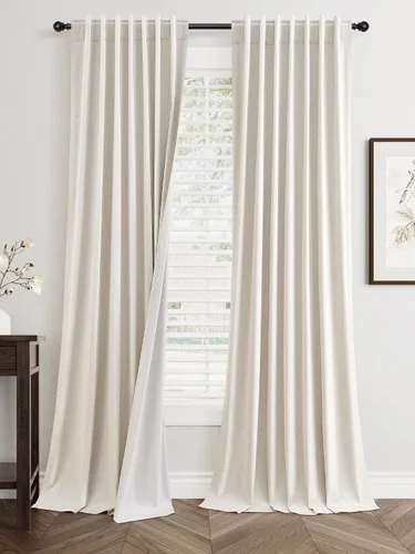 Vista 12 de Jowels - Cortinas opacas con pestaña trasera color beige cálido de 84 pulgadas de largo, 2 paneles para sala de estar y dormitorio, color beige