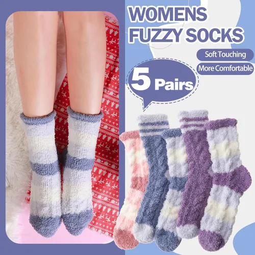Vista 2 de ANTSANG Calcetines peludos para mujer, pantuflas de invierno, mullidos, cómodos, acogedores, calcetines cálidos para el hogar