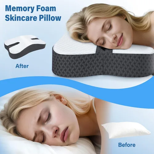 Vista 5 de Almohada antironquidos para dormir de lado, ayuda para evitar ronquidos con espuma viscoelástica, almohada ortopédica para dormir, solución