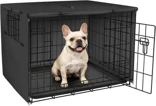 Vista 15 de Explore Land - Funda para jaula para perros, 18 pulgadas, color negro Parasol de poliéster resistente, ajuste universal para jaula de alambre