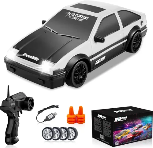 Vista 12 de Coches de Deriva RC, 2.4Ghz 1:24 Coche de Control Remoto 4WD de Alta Velocidad Deriva RC con Luz LED y Neumáticos de Deriva Coches de Juguete
