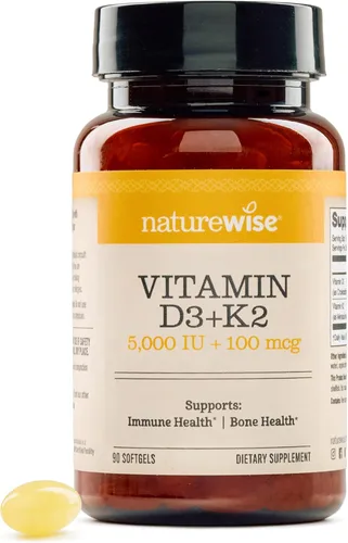 Vista 24 de NatureWise Vitamina D3 1000UI + K2 (MK7) 100mcg con aceite de coco orgánico extra virgen - Apoya la absorción de calcio, la salud ósea e inmune
