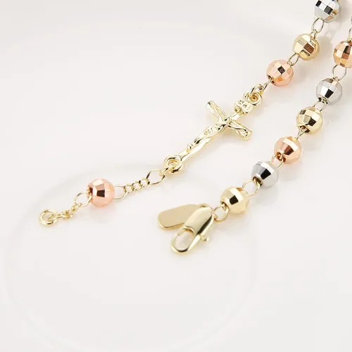 Vista 5 de HZMAN Pulsera de cruz con cuentas de rosario virgen de Guadalupe ajustable para mujer, regalo de joyería Cruz de Jesús y María