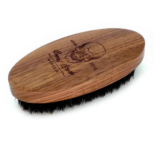 Vista 10 de Soft Boar Bristle Beard Brush for Men Cerdas de jabalí suaves y lisas, estampado de calavera, tamaño de viaje de bolsillo pequeño Cráneo