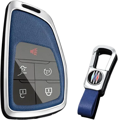 Vista 14 de KUNIO Funda para Llavero de Coche Compatible con Chevy Silverado Traverse Equinox Sierra 1500 2500HD 3500HD 2022-2025 Portallaves de Cuero PU Negro
