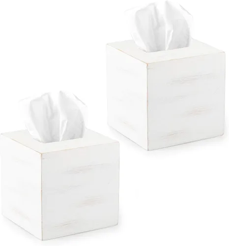 Vista 12 de Ilyapa Cubierta de madera para caja de pañuelos, diseño de espiga de madera de granero - Moderno soporte de papel impreso de madera