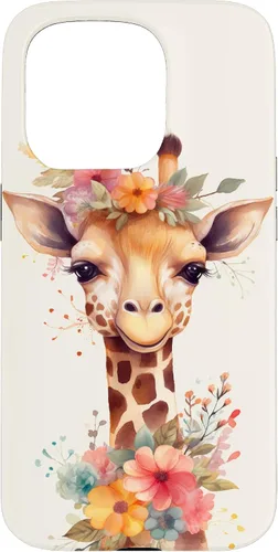 Vista 14 de Cute Giraffe with Flowers Giraffe Floral Case for iPhone 17