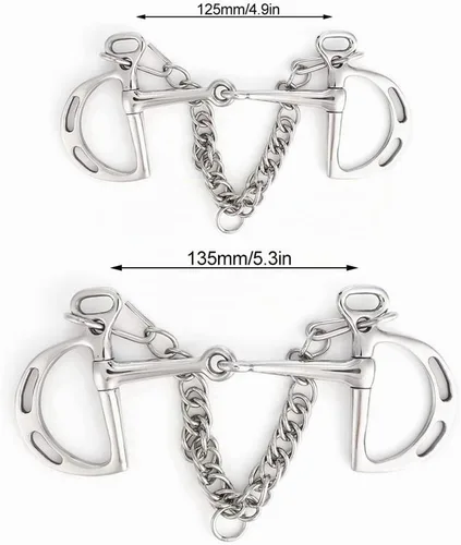 Vista 2 de Jointed Uxeter Kimberwicke Bit - Rodillo de boca para masticar caballos de acero inoxidable (longitud de la boca del caballo, 4.921 in)
