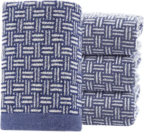 Vista 9 de Pidada Juego de 2 toallas de mano 100% algodón con patrón a cuadros, absorbentes, suaves, toallas decorativas para baño (azul)