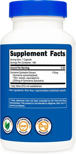Vista 5 de Nutricost Gymnema Sylvestre Extract 180 cápsulas para 180 porciones por botella, sin OMG, sin gluten y apto para vegetarianos