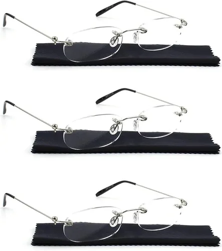 Vista 4 de Viseng 2 pares de lentes de lectura unisex súper ligeros sin montura de calidad ultra finas y transparentes sin marco+1.0