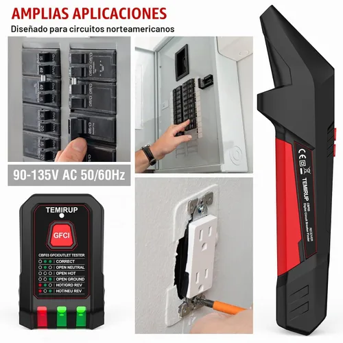 Vista 7 de Kit de buscador de disyuntores con LCD, probador de salida GFCI, buscador