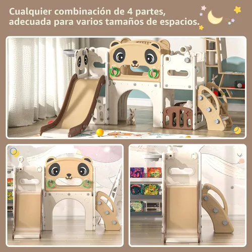 Vista 6 de Nyeekoy - Juego de tobogán y escalador 9 en 1 para niños pequeños, para interiores y exteriores, con aro de baloncesto, telescópico y espacio