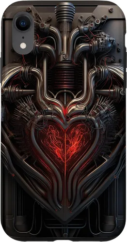 Vista 8 de Funda biomecánica y mecánica con diseño de estilo alienígena para iPhone 14
