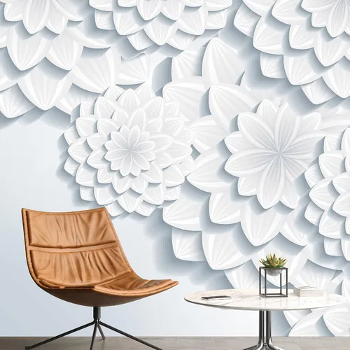 Vista 9 de NWT Calcomanía removible de pared/mural blanco pastel azul margarita, naturaleza, desierto, arte digital, arte moderno, decorativo, floral