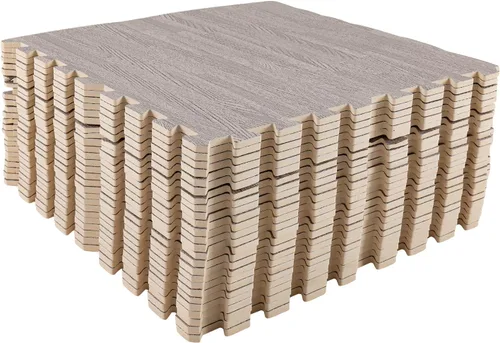 Vista 7 de Azulejos de espuma estampada de 0.4 pulgadas de grosor, 24 x 24 pulgadas, 25 piezas, suelo protector estilo grano de madera, para el hogar