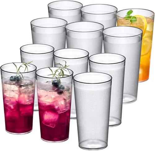Vista 7 de Amazing Abby - Cafely - Vasos de plástico de 16 onzas (juego de 8), vasos de plástico para beber, vasos de estilo restaurante, vasos de grado