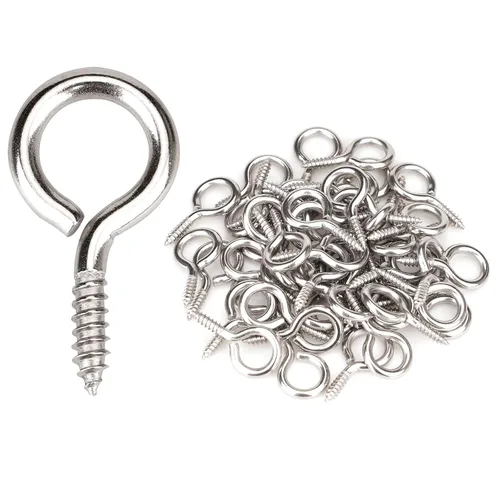 Vista 12 de Aovchei - 150 tornillos de ojo de acero inoxidable 304 de 0.59 pulgadas, ganchos de tornillo Rust-Resistant Self Tapping Eyelet Bolts for Wood