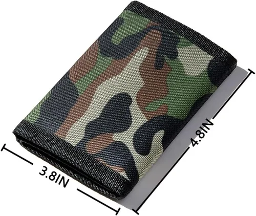 Vista 2 de Leyeve Wallet,Kids Festivals gifts,Birthday Gifts Wallet,RFID Trifold Canvas Outdoor Sports Wallet for Kids-Utility Wallet for Green camouflage