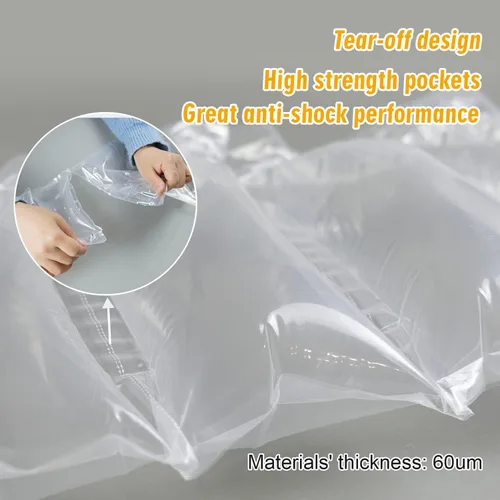 Vista 3 de Almohadas de aire para envío, 200 bolsas de aire inflables (3.94 x 7.88 pulgadas, 60 μm) con bomba, película de cojín reciclable para embalaje