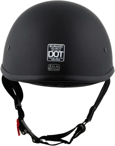 Vista 2 de Milwaukee Helmets MPH9750DOT - Casco de media motocicleta negro mate aprobado por puntos para hombres y mujeres, talla L