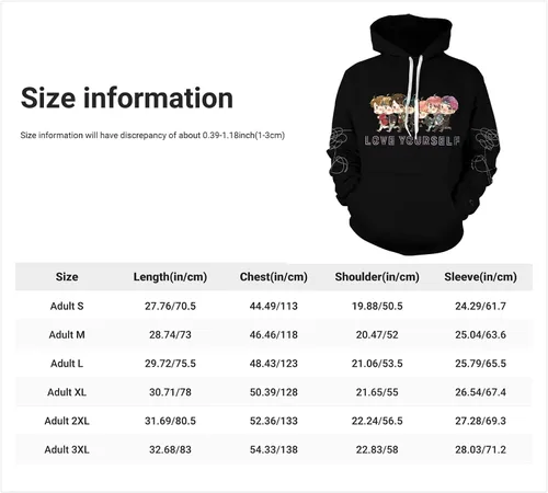 Vista 4 de K-pop Sudadera con capucha para mujer y niña con estampado 3D unisex
