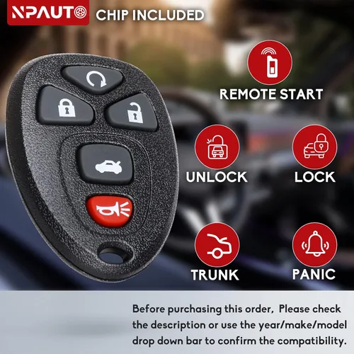 Vista 5 de Llavero de repuesto para Chevrolet Cobalt 06-10, Chevy Malibu 04-12, Pontiac G5 07-09, 05-10 G6, 05-08 Grand Prix, 07-10 Saturn Aura Sky, 05-09