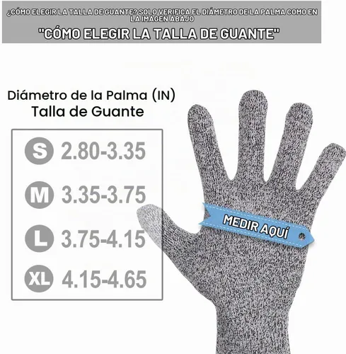 Vista 3 de Guantes resistentes a cortes, protección de manos de grado alimenticio nivel 5, guantes de corte de cocina (XS)