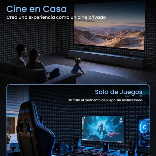 Vista 5 de Focusound Paquete de 4 paneles de espuma acústica piramidal, paneles de espuma acústica de 48 x 24 x 2 pulgadas para paredes, paneles de aislamiento