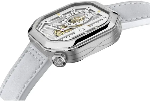 Vista 4 de AGELOCER Reloj analógico de acero inoxidable para hombre diseño mecánico automático de lujo de cuero y a la moda