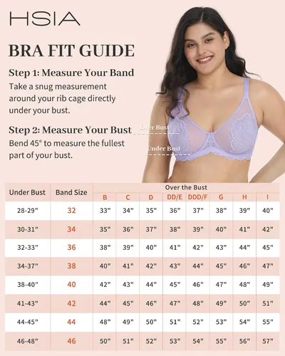 Vista 6 de HSIA Sujetadores para mujer con encaje sin forro, brasier reductor de pecho de cobertura completa con aros