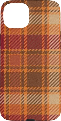 Vista 9 de iPhone 16 Vintage Halloween Naranja Rojo Plaid Otoño Calabazas Caso