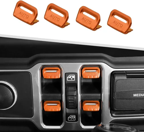 Vista 8 de Jimen Cubierta de botón de ventana para JL/JT, paquete de 4 cubiertas para interruptor de ventana trim accesorios interiores compatibles con Jeep